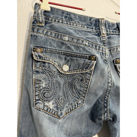 MEK Denim USA Jeans Easter Island Bootcut Men’s 30X34 Flap Pocket Distressed Y2K - Picture 12 of 16